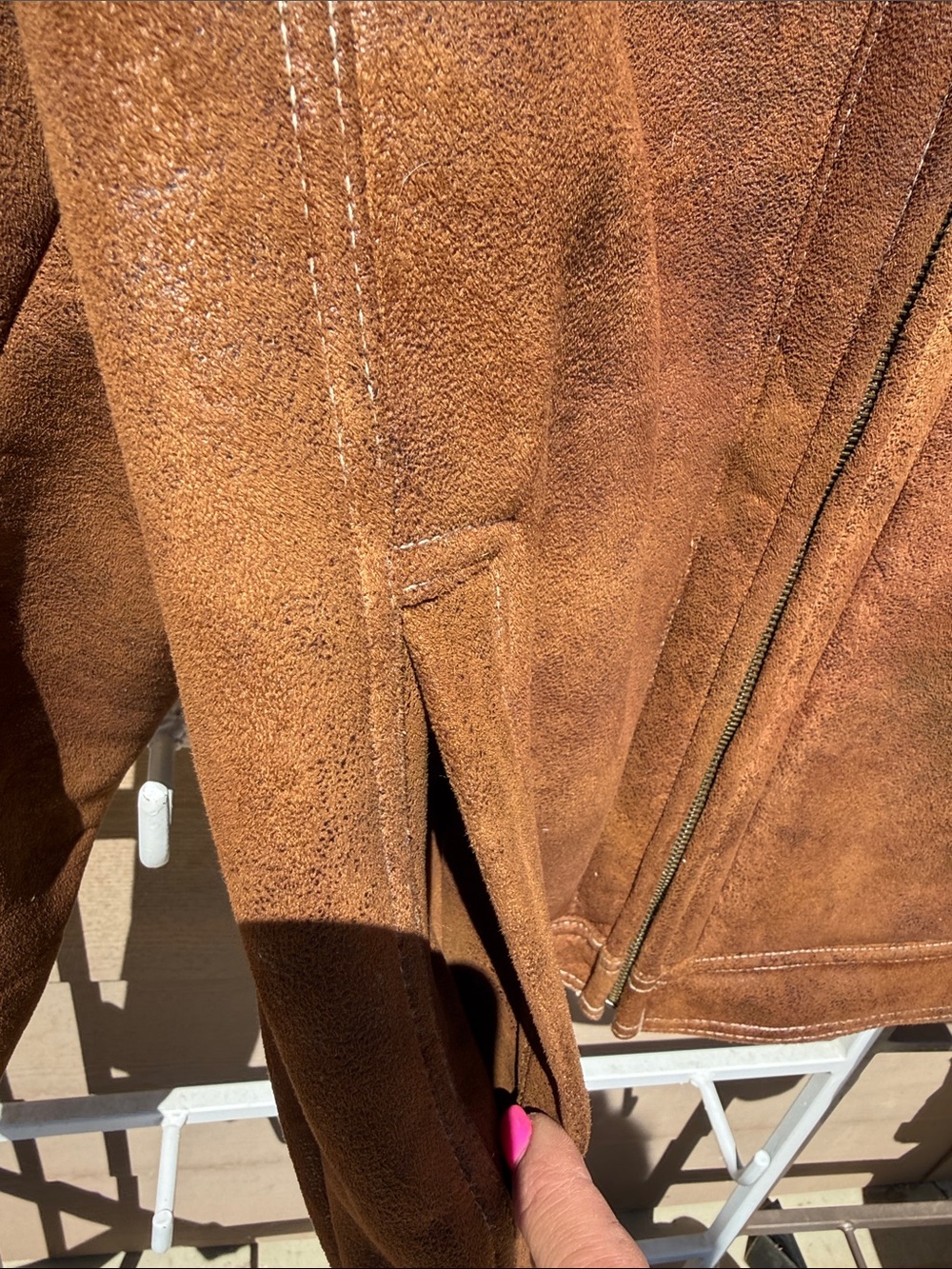 Guess Y2K New Unisex Brown Faux Suede Bomber Jacket with Shearling/ pockets "L" - Picture 8 of 17